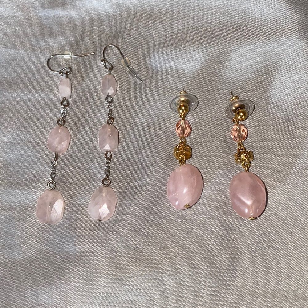 Light Rose Quartz Protection Drop Earrings